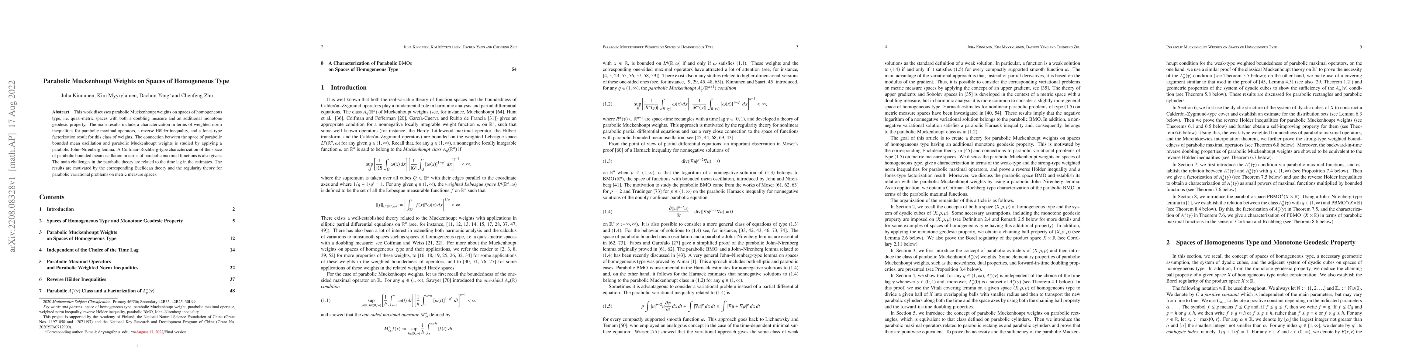 Thumbnail for Parabolic Muckenhoupt Weights on Spaces of Homogeneous Type