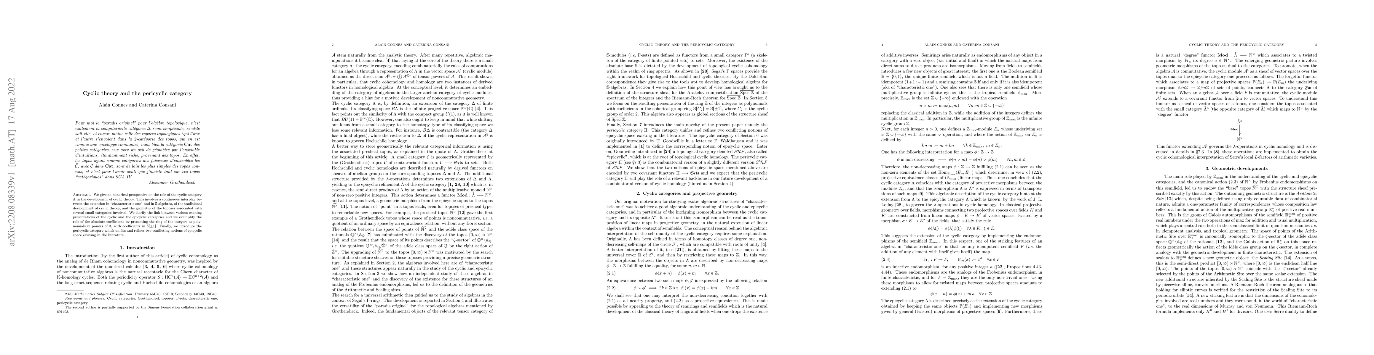 Thumbnail for Cyclic theory and the pericyclic category