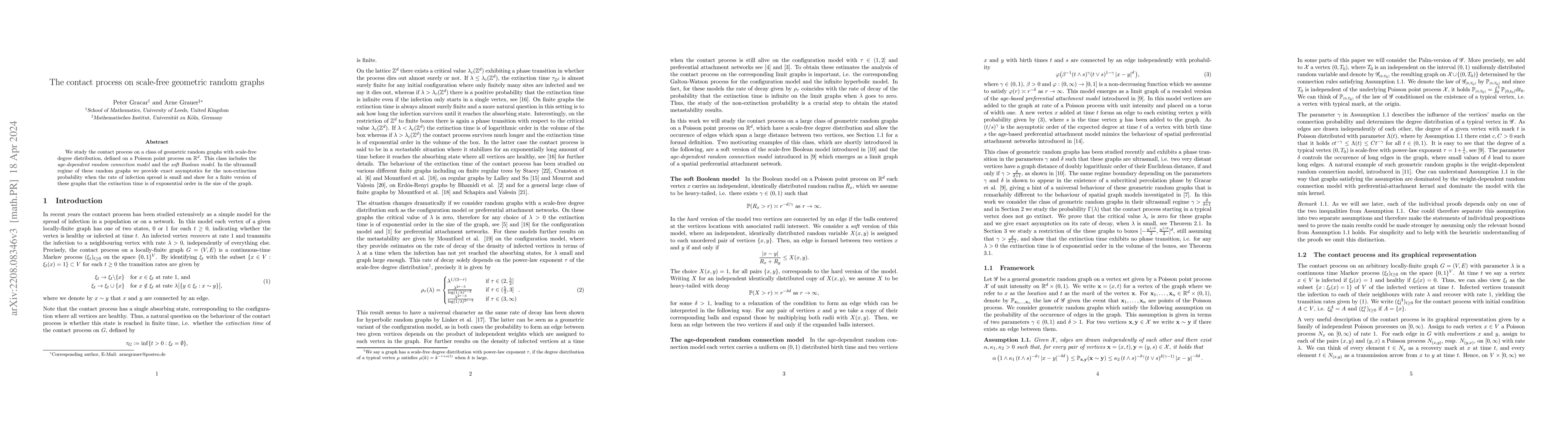 Thumbnail for The contact process on scale-free geometric random graphs