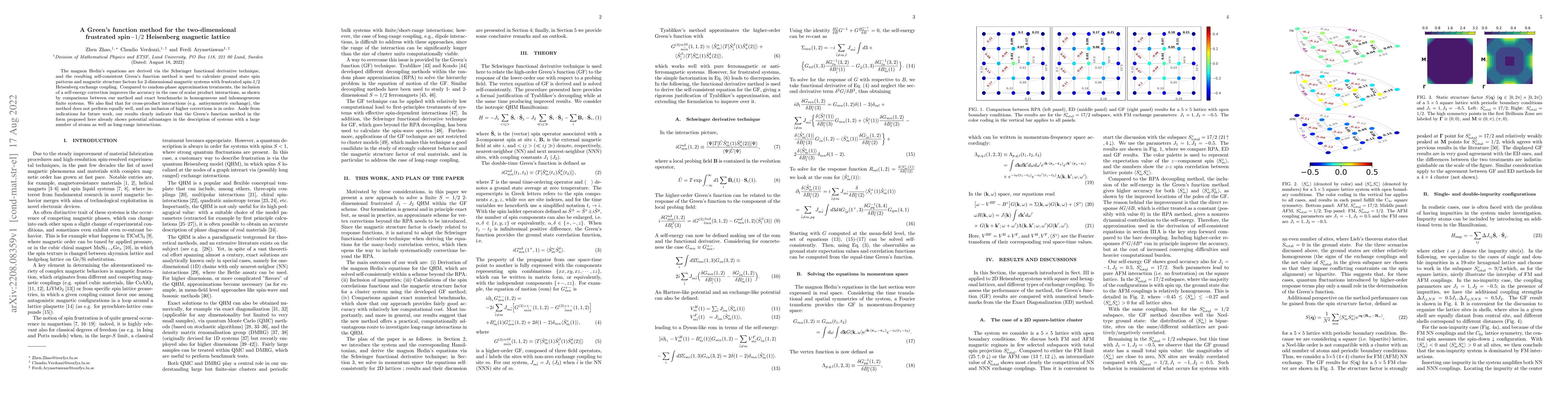 Thumbnail for A Green's function method for the two-dimensional frustrated spin-1/2
  Heisenberg magnetic lattice