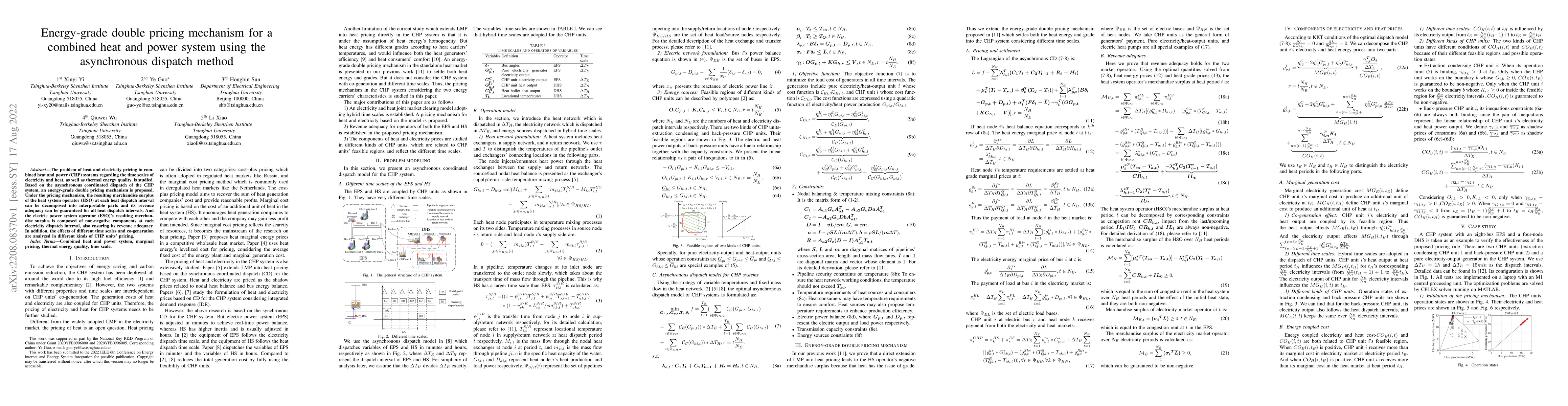 Thumbnail for Energy-grade double pricing mechanism for a combined heat and power
  system using the asynchronous dispatch method