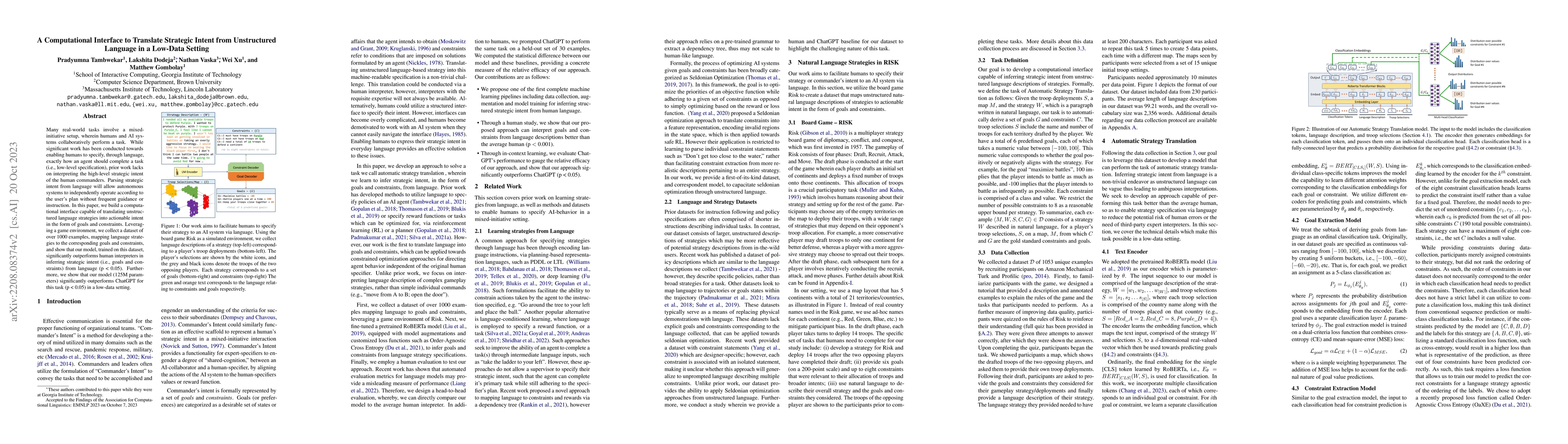 Thumbnail for A Computational Interface to Translate Strategic Intent from
  Unstructured Language in a Low-Data Setting