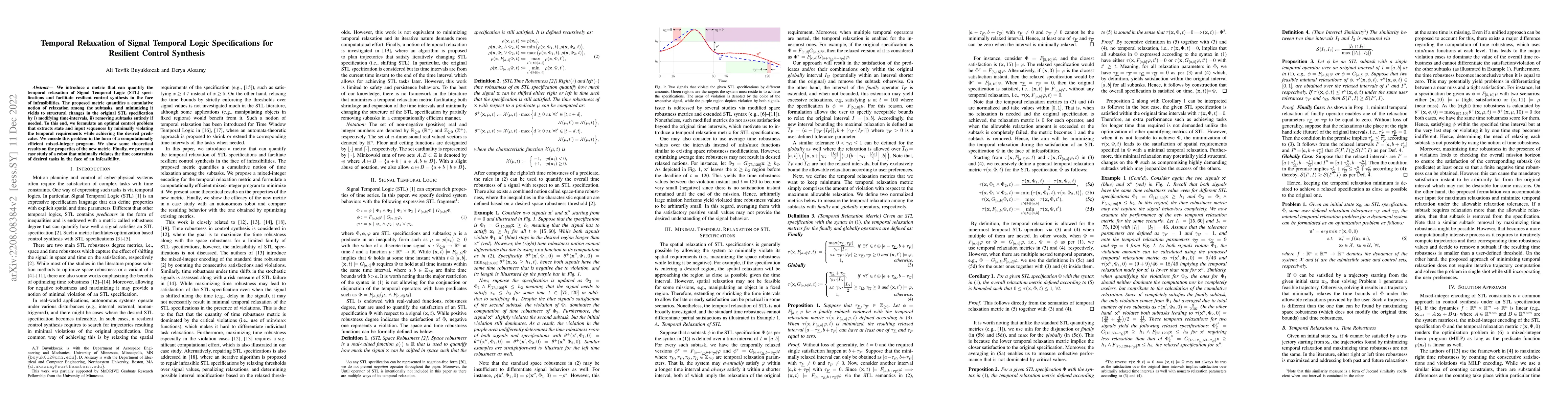 Thumbnail for Temporal Relaxation of Signal Temporal Logic Specifications for
  Resilient Control Synthesis
