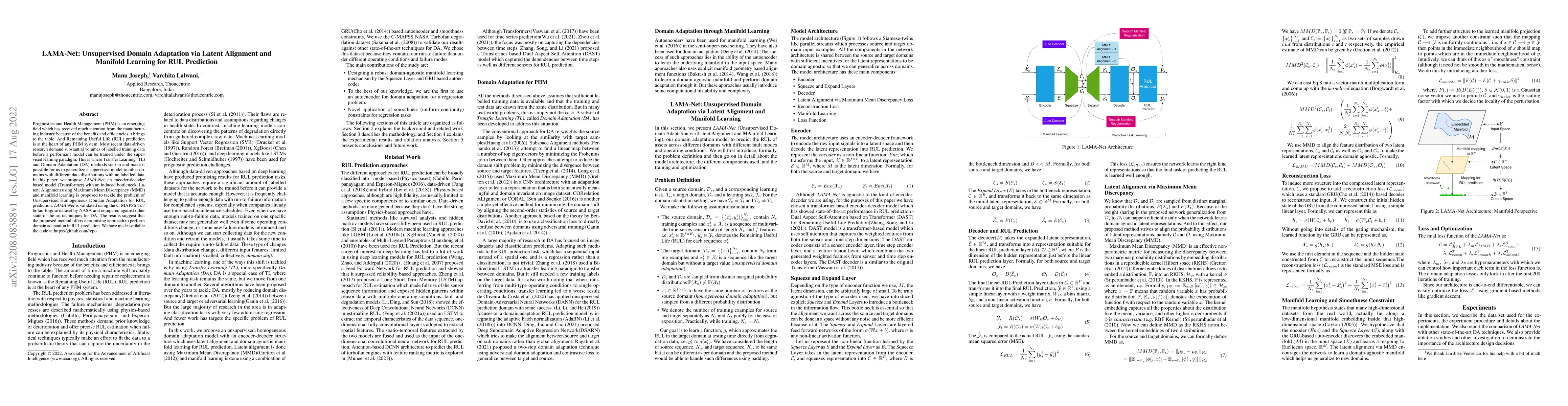 Thumbnail for LAMA-Net: Unsupervised Domain Adaptation via Latent Alignment and
  Manifold Learning for RUL Prediction