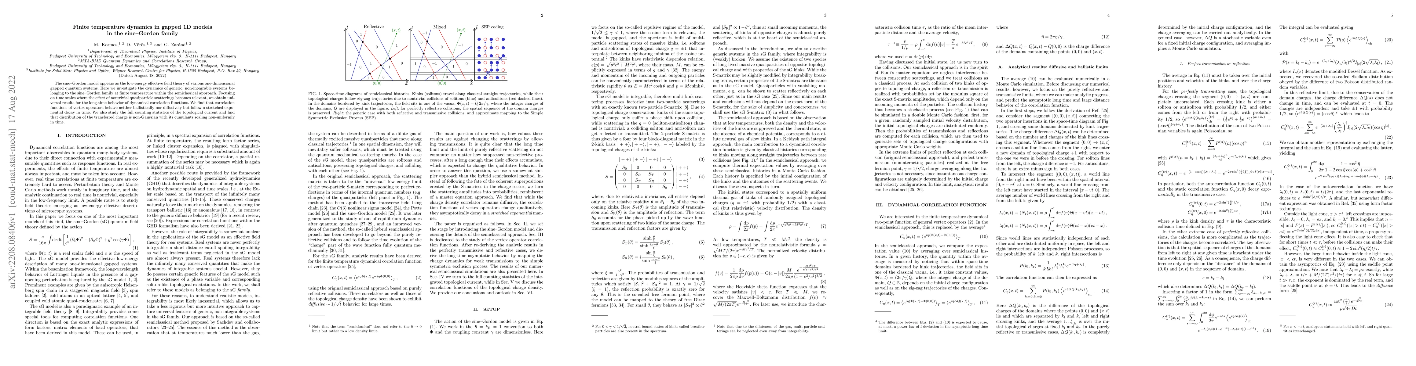 Thumbnail for Finite temperature dynamics in gapped 1D models in the sine-Gordon
  family