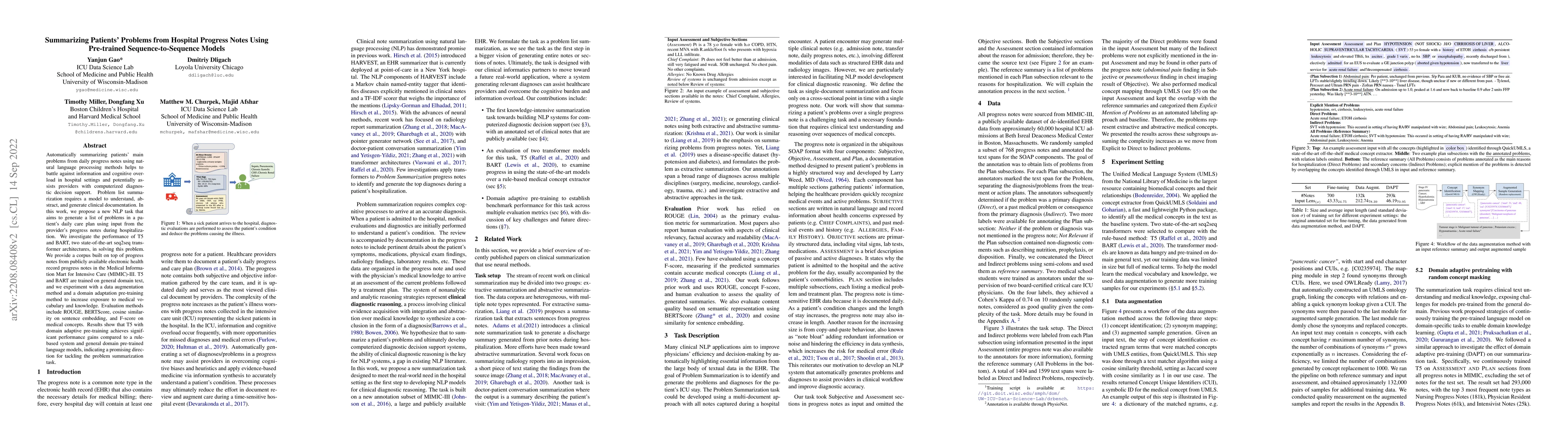 Thumbnail for Summarizing Patients Problems from Hospital Progress Notes Using
  Pre-trained Sequence-to-Sequence Models