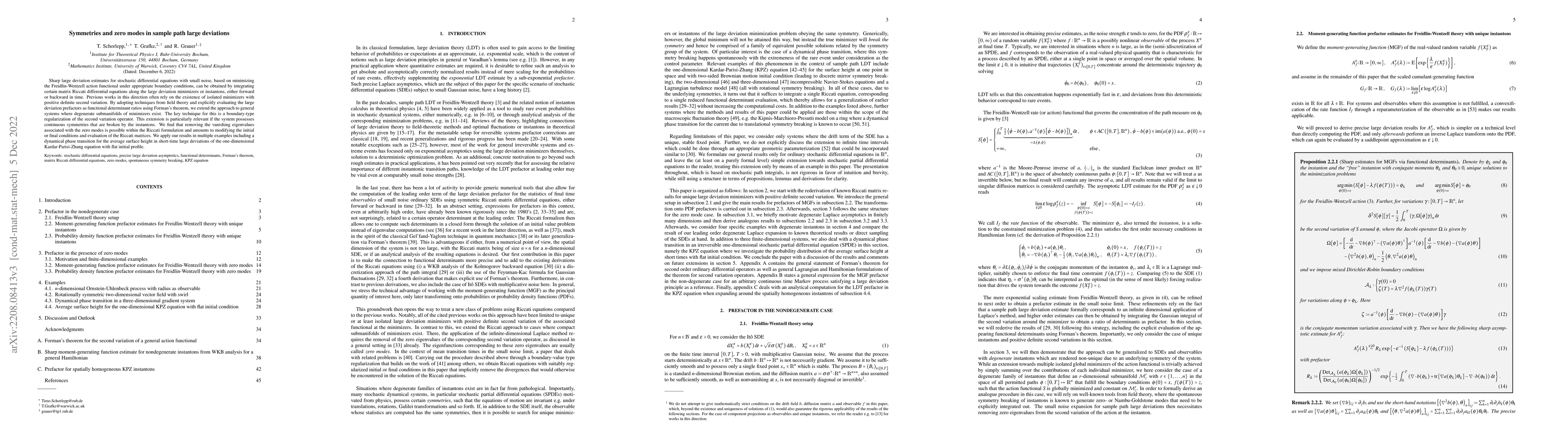 Thumbnail for Symmetries and zero modes in sample path large deviations
