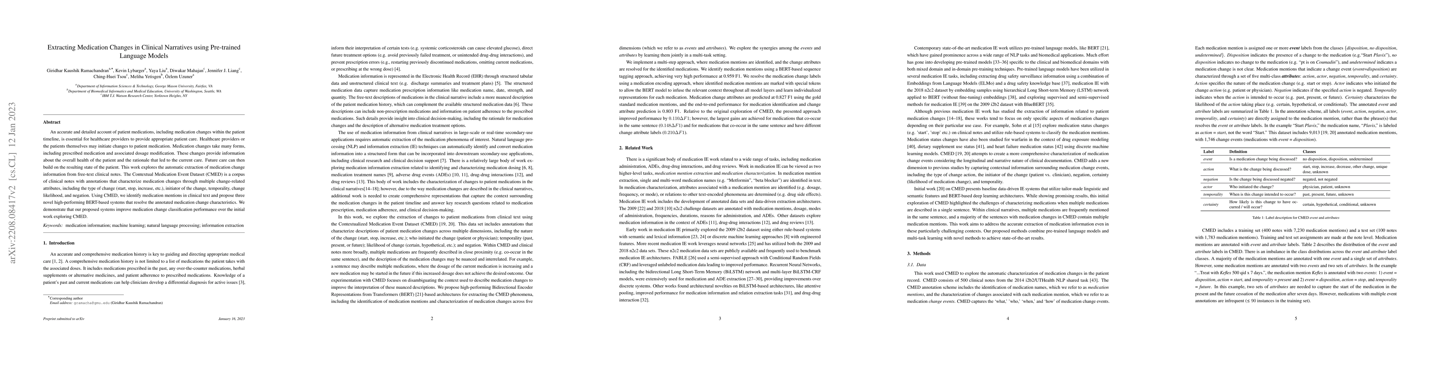 Thumbnail for Extracting Medication Changes in Clinical Narratives using Pre-trained
  Language Models