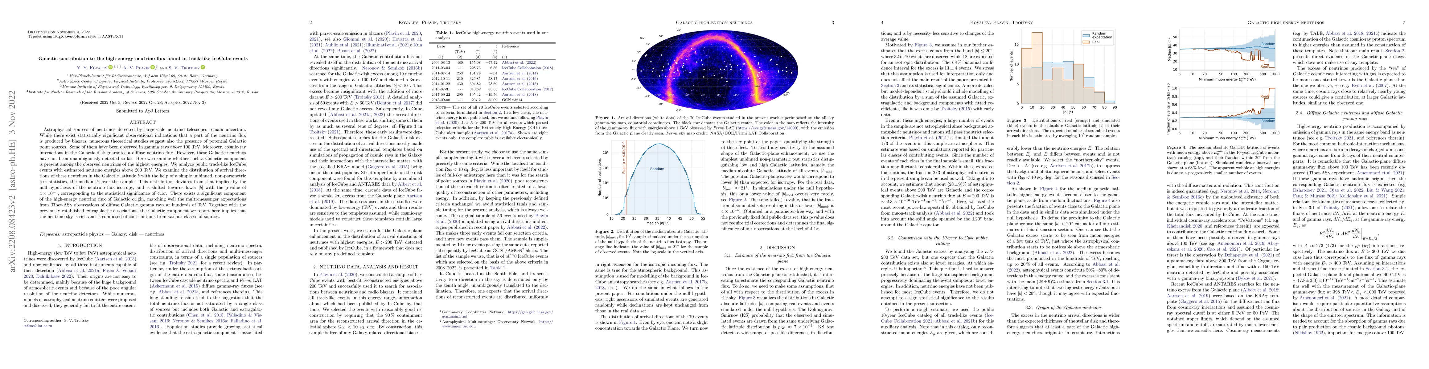 Thumbnail for Galactic contribution to the high-energy neutrino flux found in
  track-like IceCube events