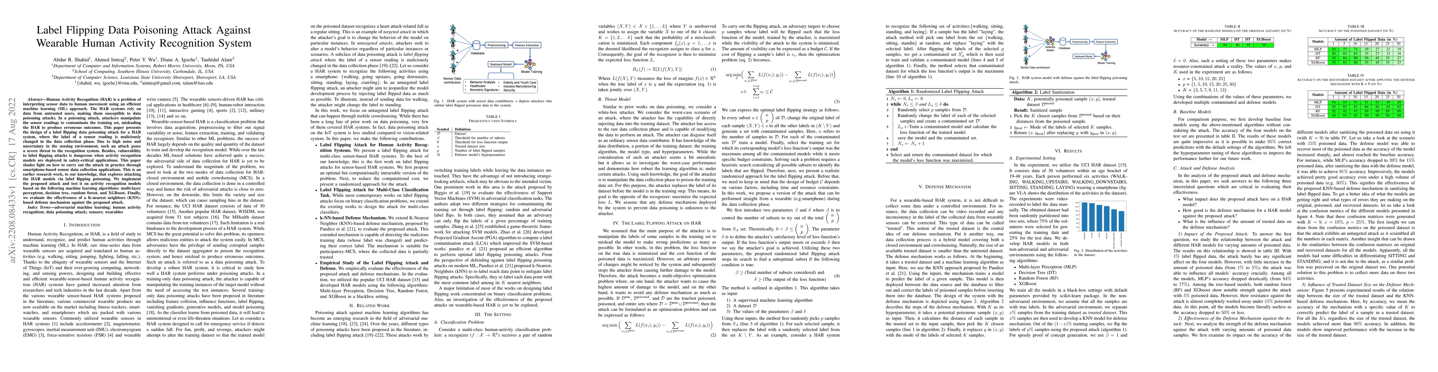 Thumbnail for Label Flipping Data Poisoning Attack Against Wearable Human Activity
  Recognition System