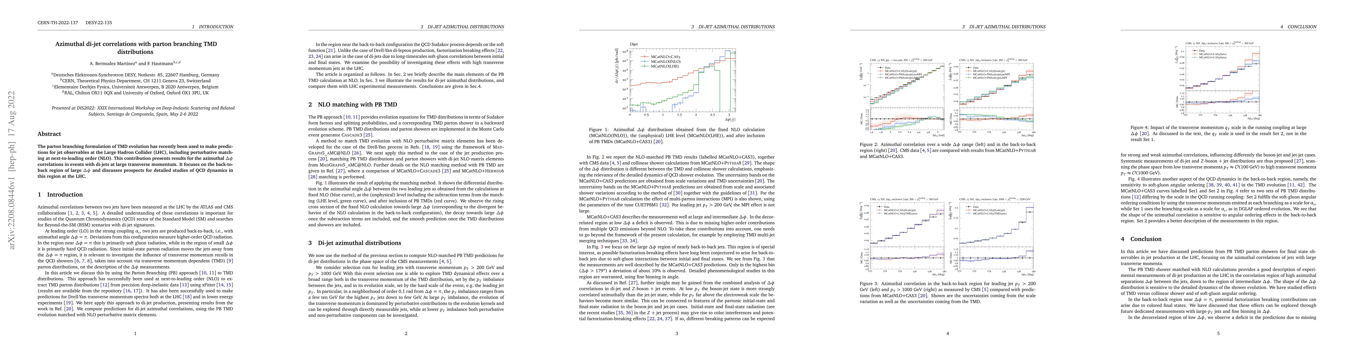 Thumbnail for Azimuthal di-jet correlations with parton branching TMD distributions