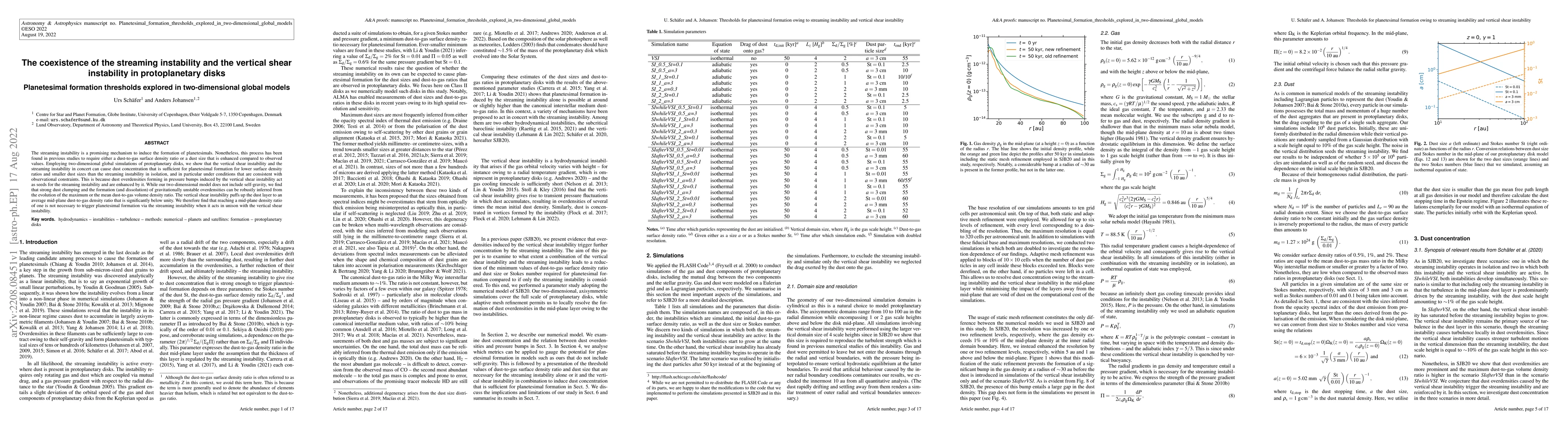 Thumbnail for The coexistence of the streaming instability and the vertical shear
  instability in protoplanetary disks: Planetesimal formation thresholds
  explored in two-dimensional global models