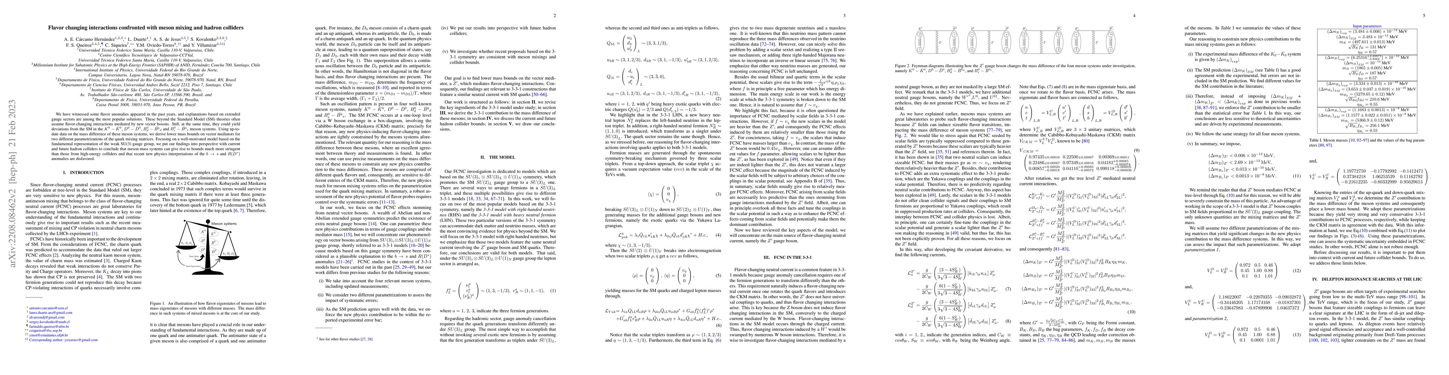 Thumbnail for Flavor changing interactions confronted with meson mixing and hadron
  colliders