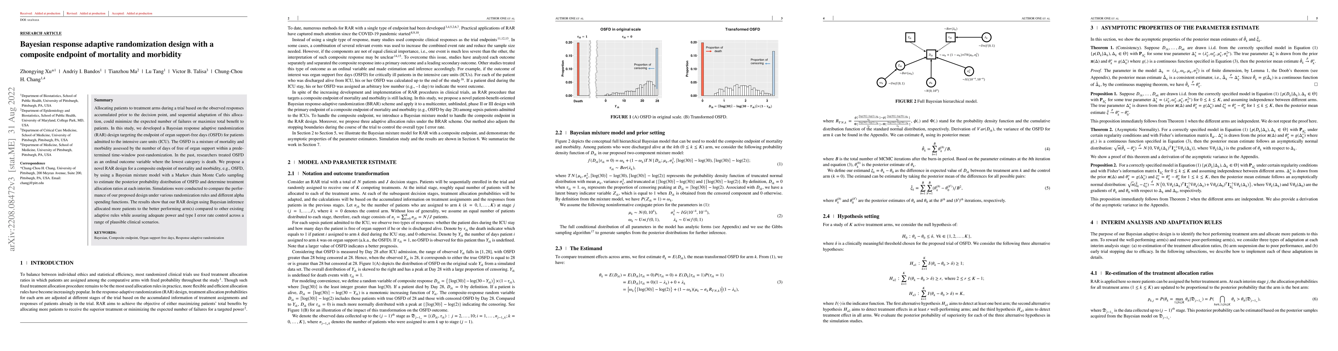 Thumbnail for Bayesian response adaptive randomization design with a composite
  endpoint of mortality and morbidity