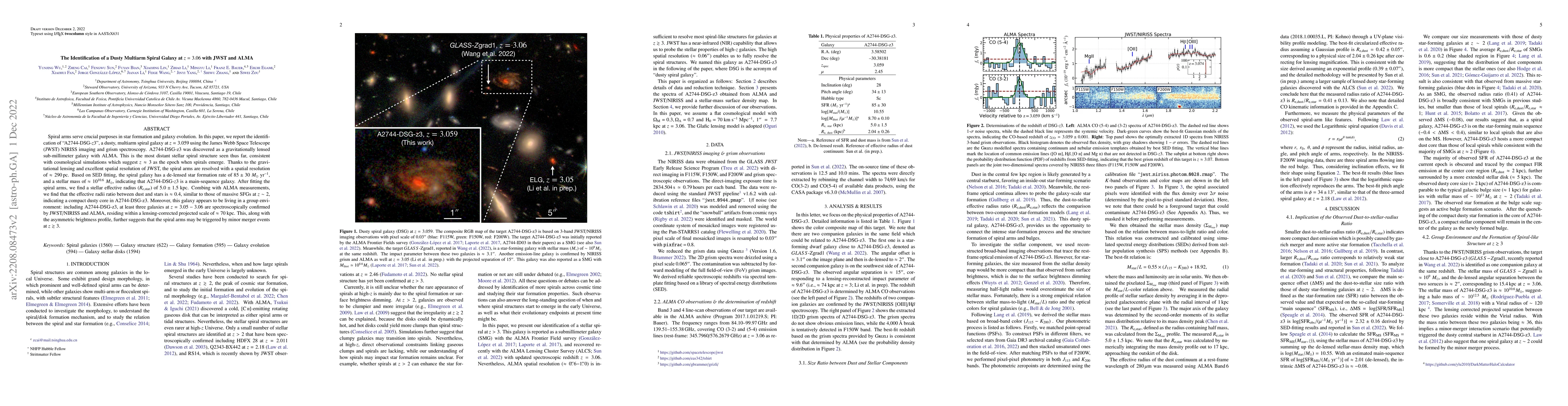 Thumbnail for The Identification of a Dusty Multiarm Spiral Galaxy at $z=3.06$ with
  JWST and ALMA