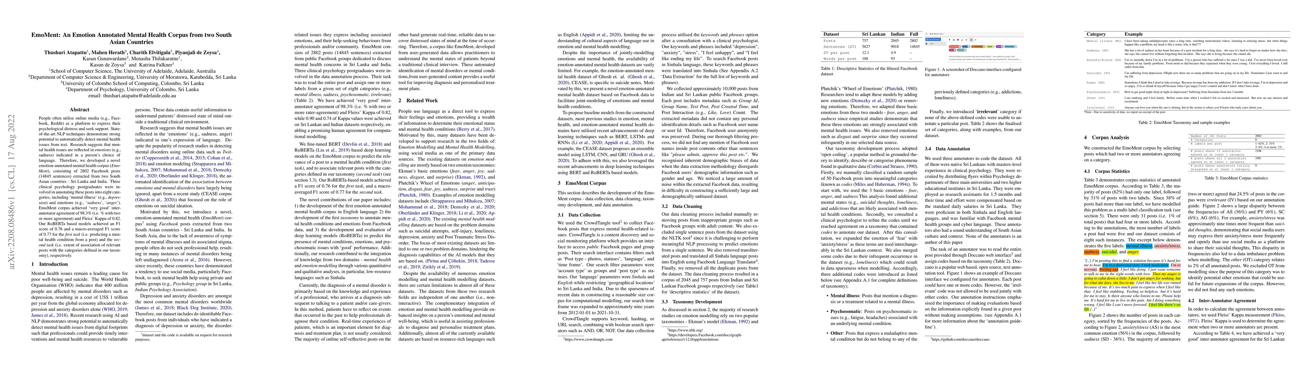 Thumbnail for EmoMent: An Emotion Annotated Mental Health Corpus from two South Asian
  Countries