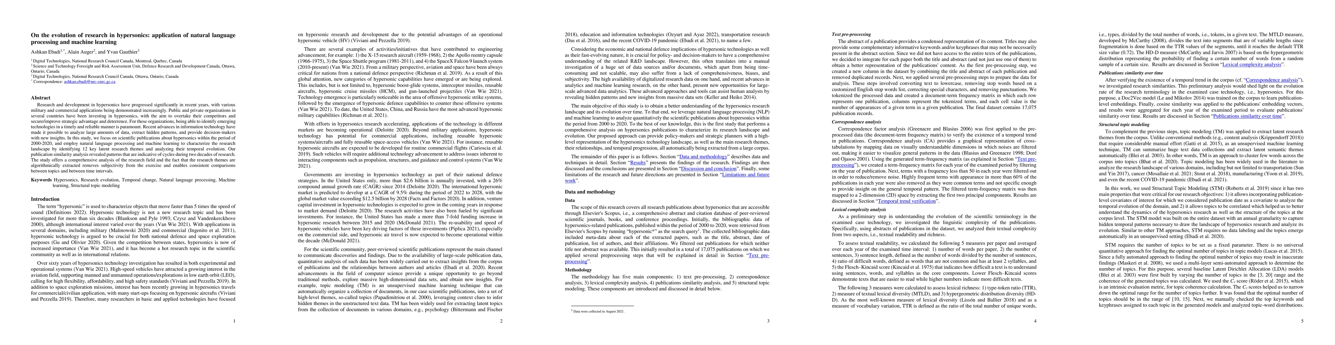 Thumbnail for On the evolution of research in hypersonics: application of natural
  language processing and machine learning
