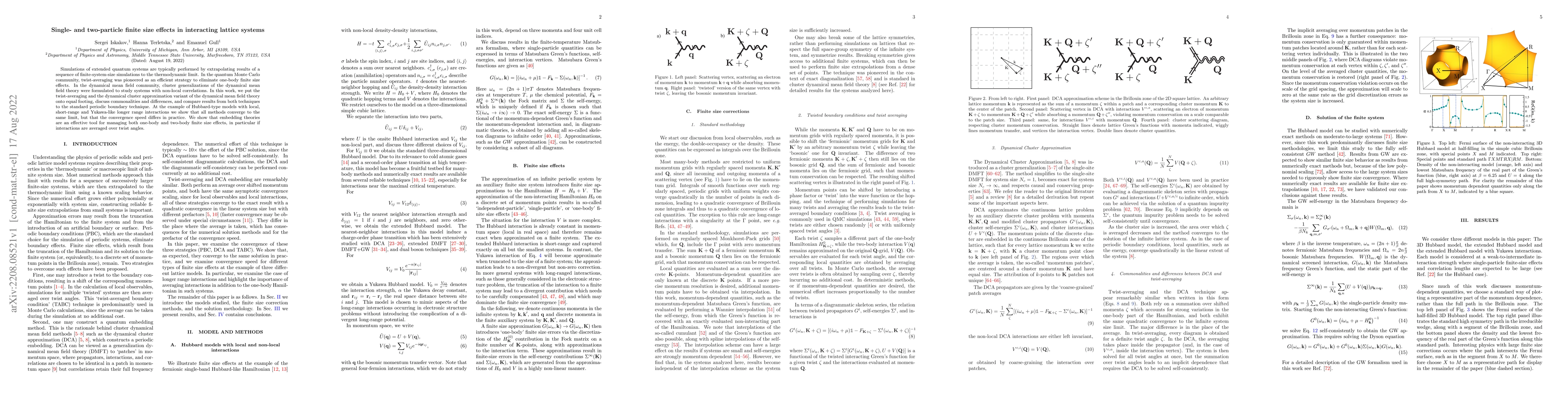 Thumbnail for Single- and two-particle finite size effects in interacting lattice
  systems