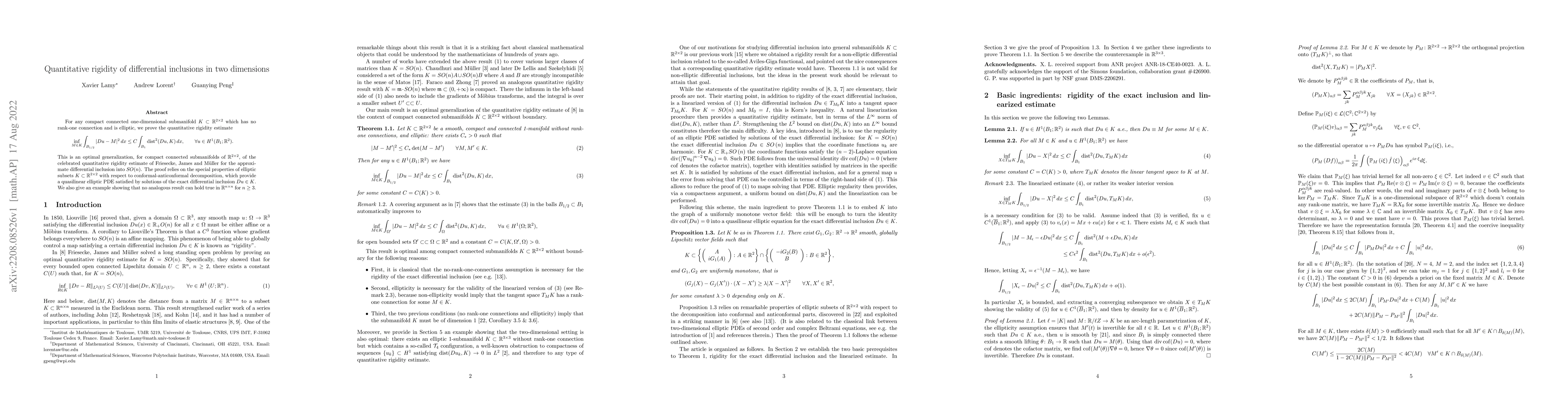 Thumbnail for Quantitative rigidity of differential inclusions in two dimensions