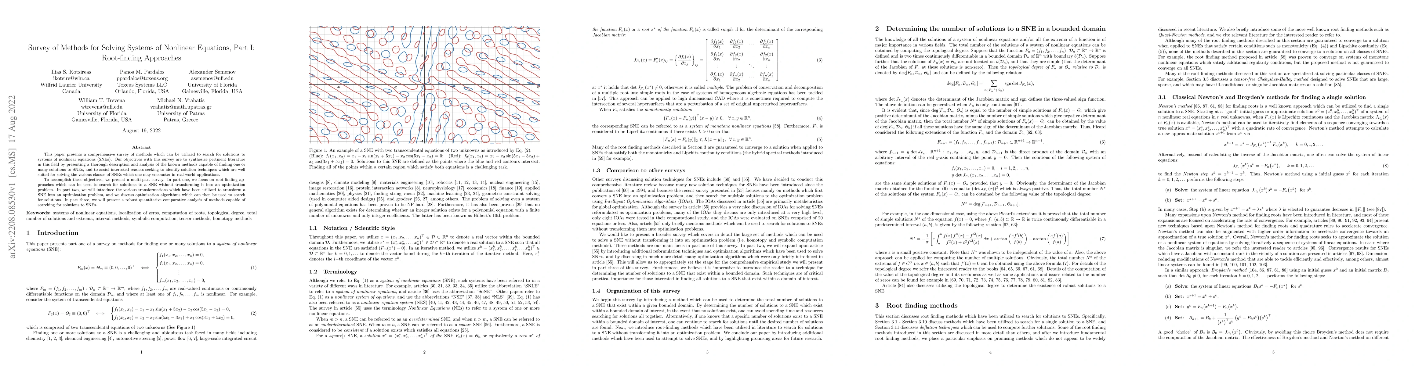 Thumbnail for Survey of Methods for Solving Systems of Nonlinear Equations, Part I:
  Root-finding Approaches