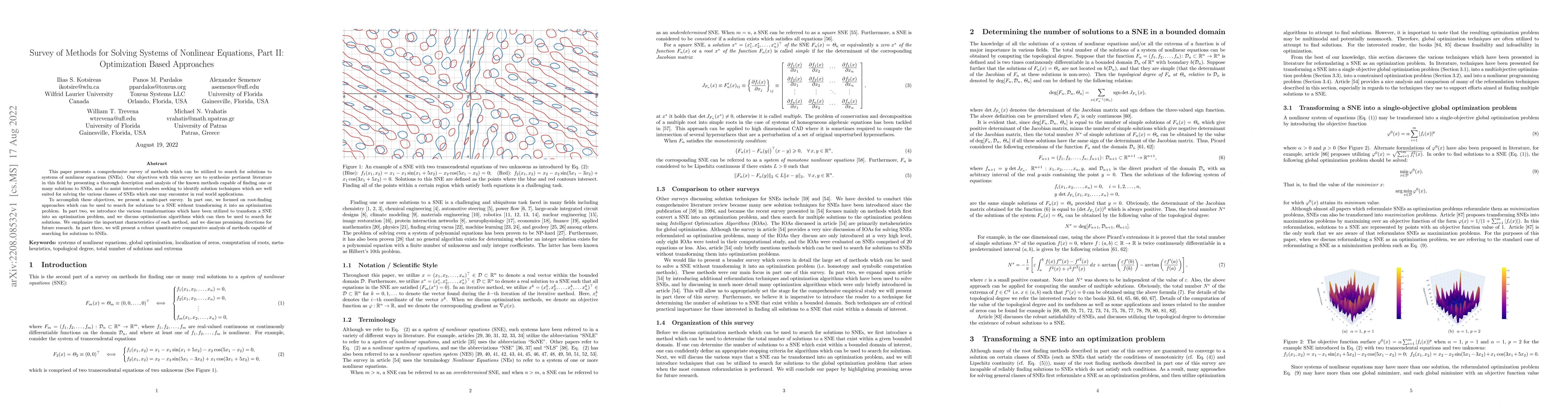 Thumbnail for Survey of Methods for Solving Systems of Nonlinear Equations, Part II:
  Optimization Based Approaches