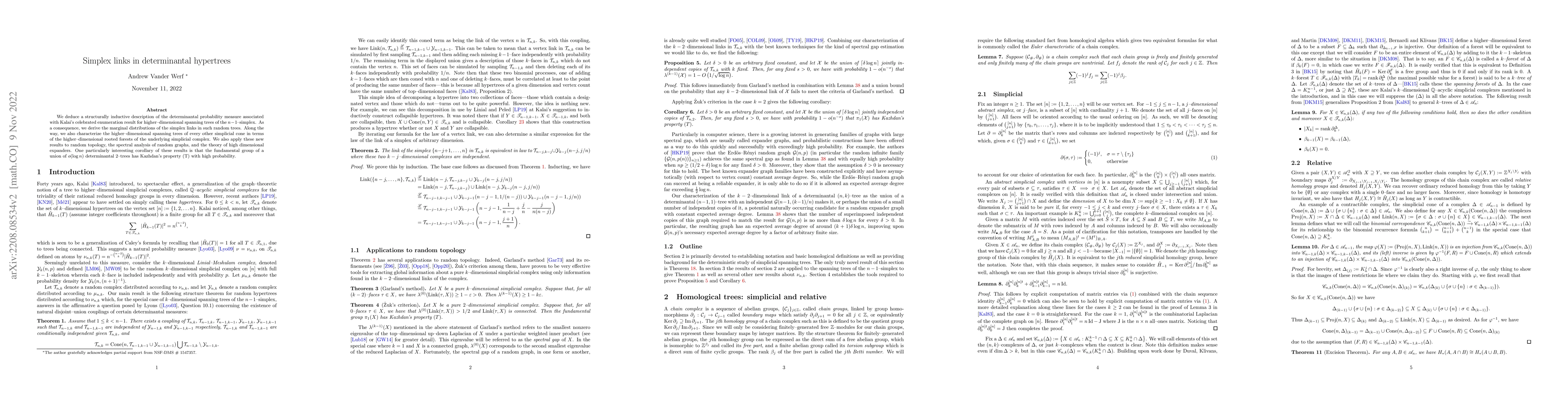 Thumbnail for Simplex links in determinantal hypertrees