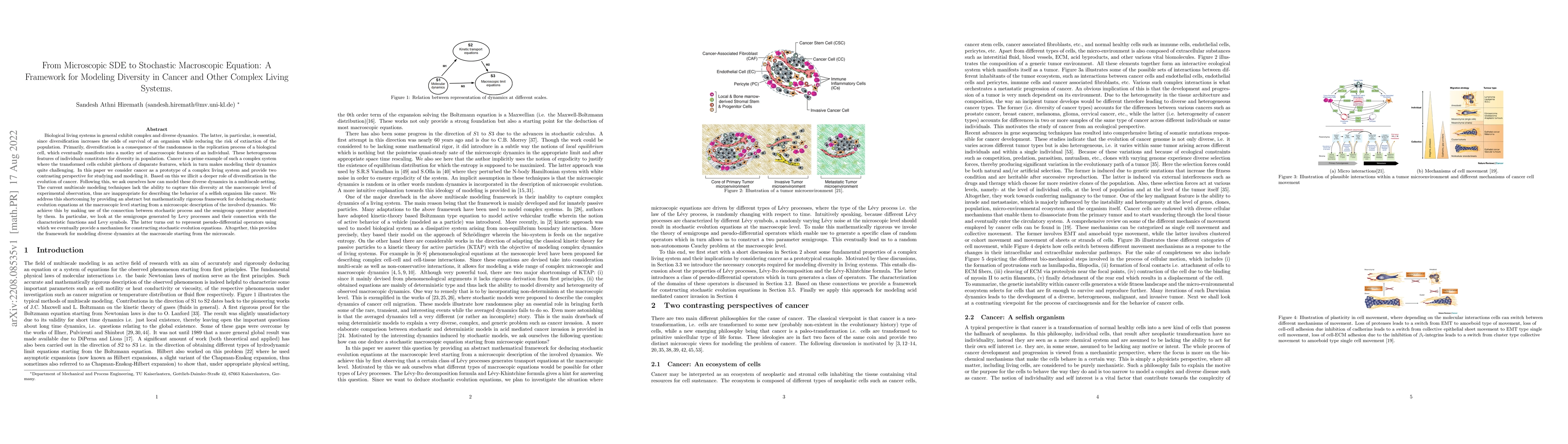 Thumbnail for From Microscopic SDE to Stochastic Macroscopic Equation: A Framework for
  Modeling Diversity in Cancer and Other Complex Living Systems