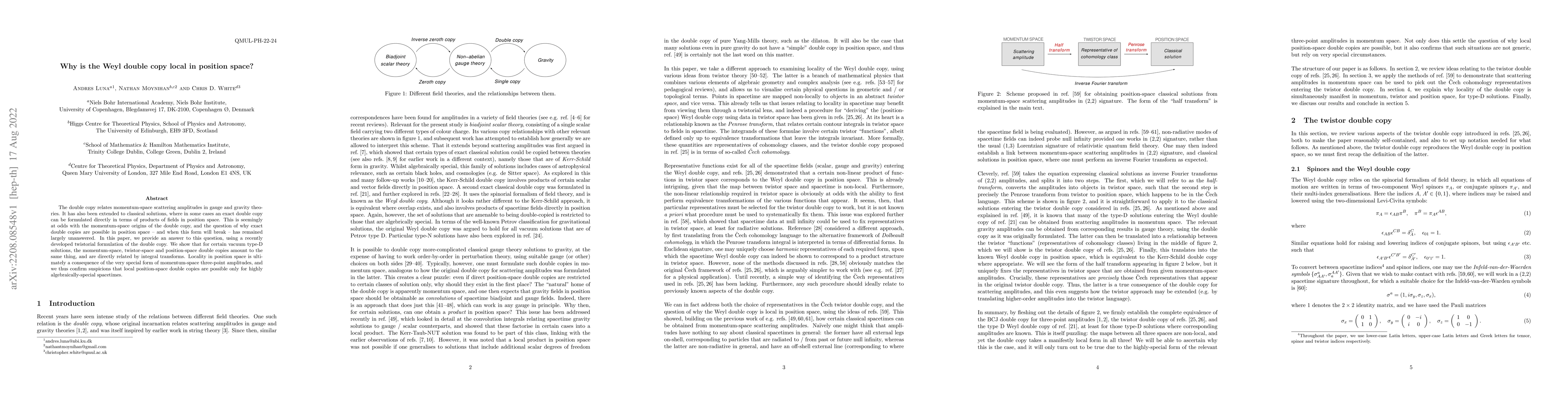 Thumbnail for Why is the Weyl double copy local in position space?