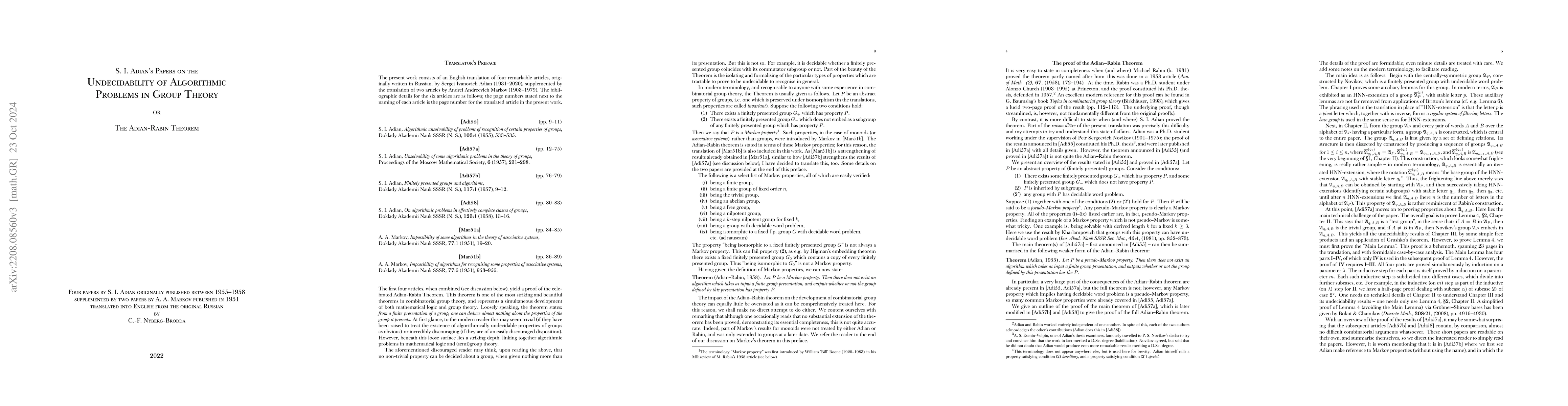 Thumbnail for The Adian-Rabin Theorem -- An English translation