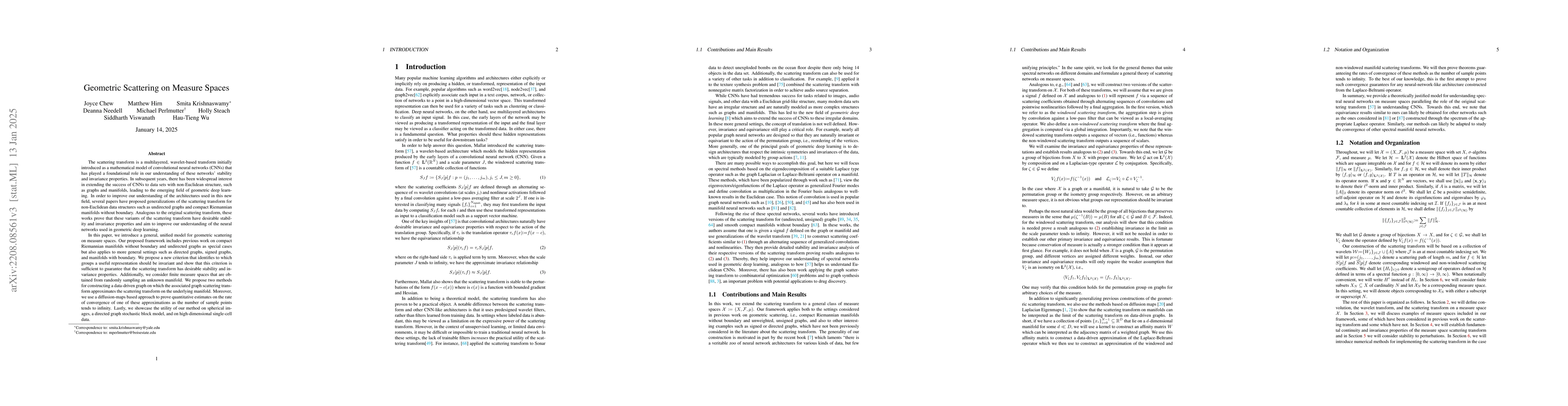 Thumbnail for Geometric Scattering on Measure Spaces
