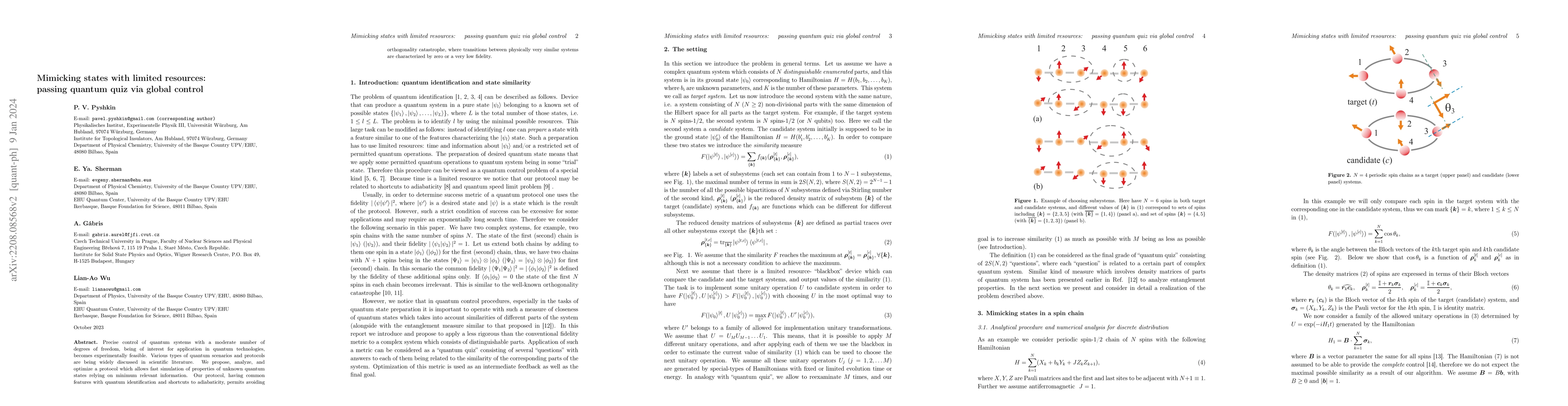 Thumbnail for Mimicking states with limited resources: passing quantum quiz via global
  control