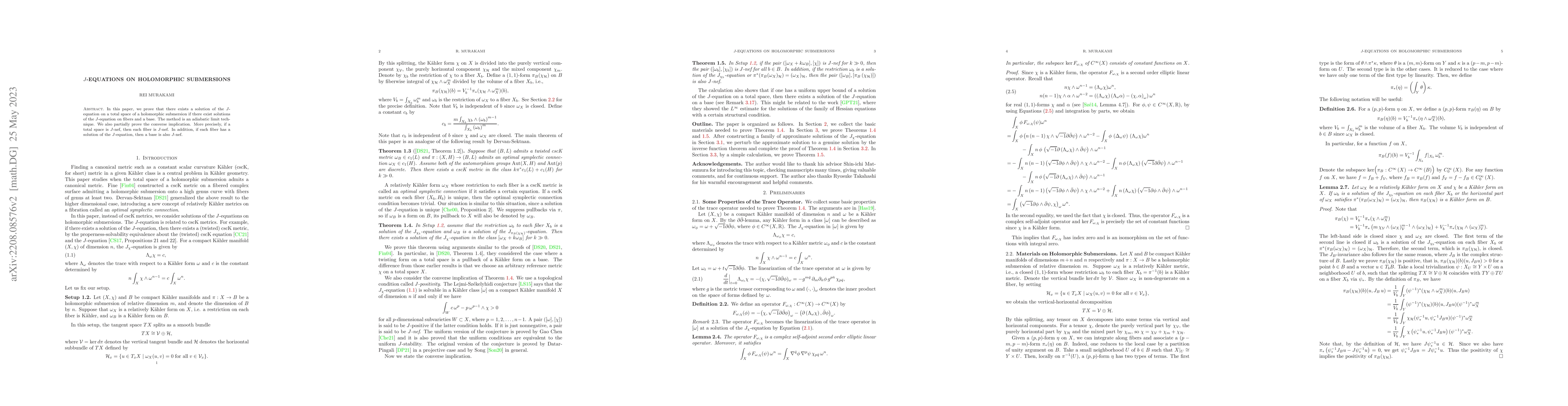 Thumbnail for $J$-equations on holomorphic submersions