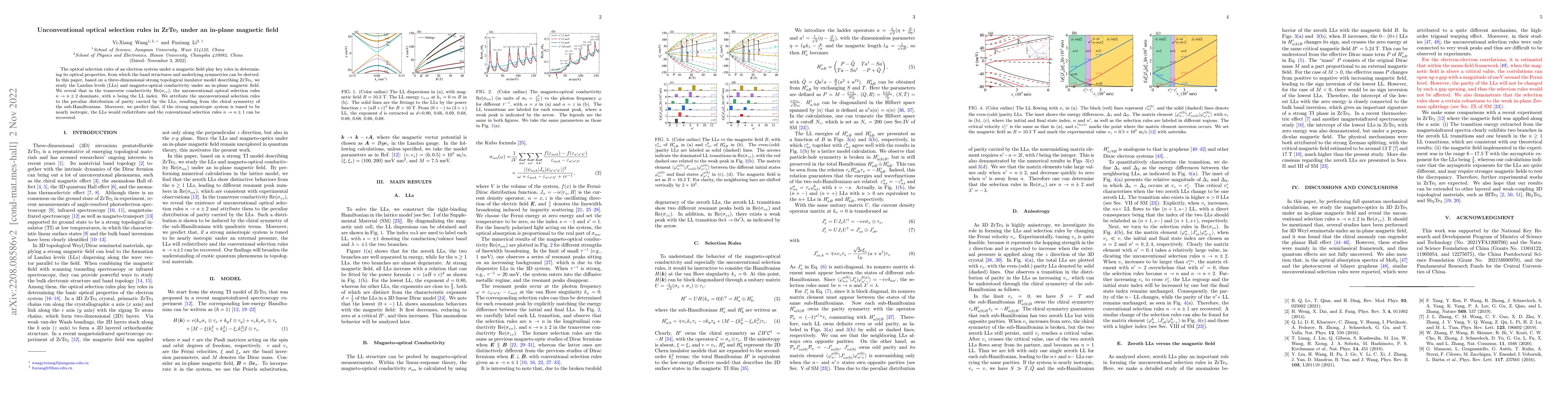 Thumbnail for Unconventional optical selection rules in ZrTe5 under an in-plane
  magnetic field
