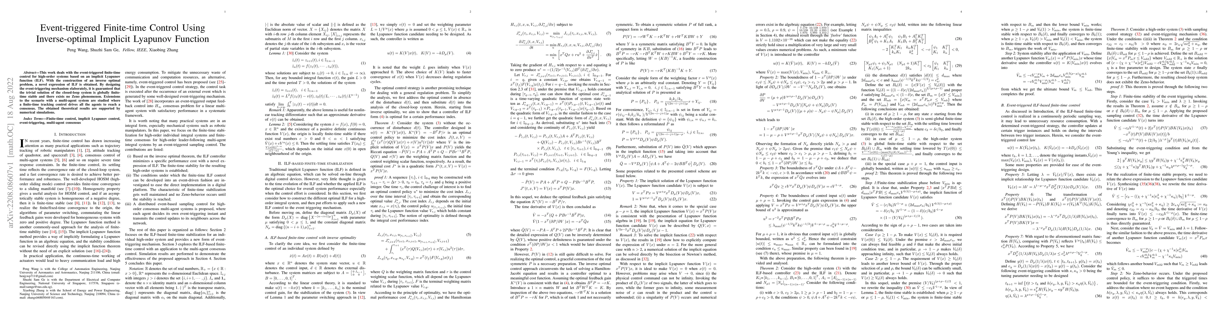 Thumbnail for Event-triggered Finite-time Control Using Inverse-optimal Implicit
  Lyapunov Function