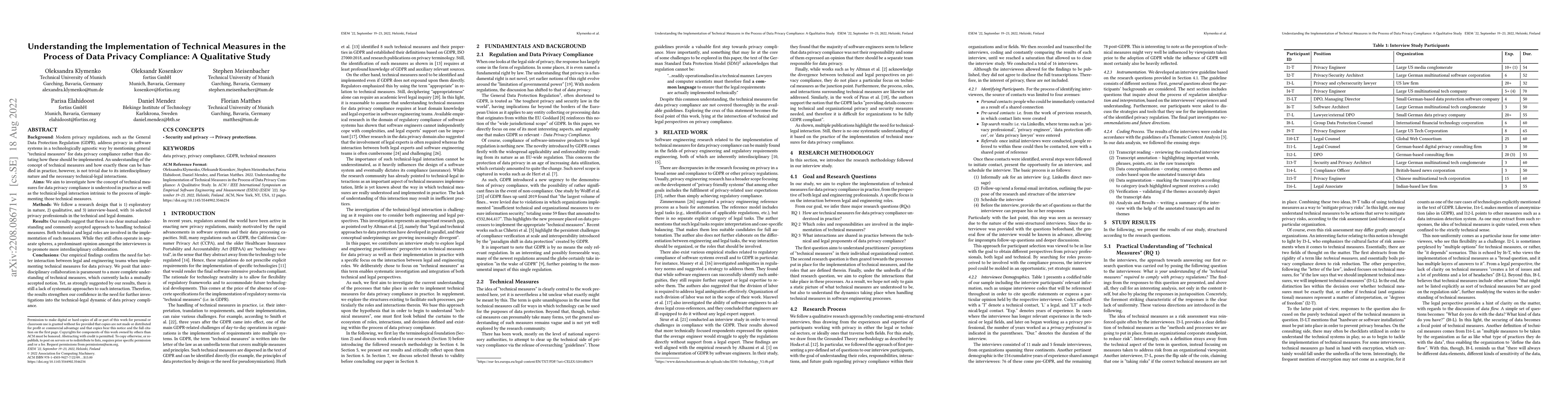 Thumbnail for Understanding the Implementation of Technical Measures in the Process of
  Data Privacy Compliance: A Qualitative Study