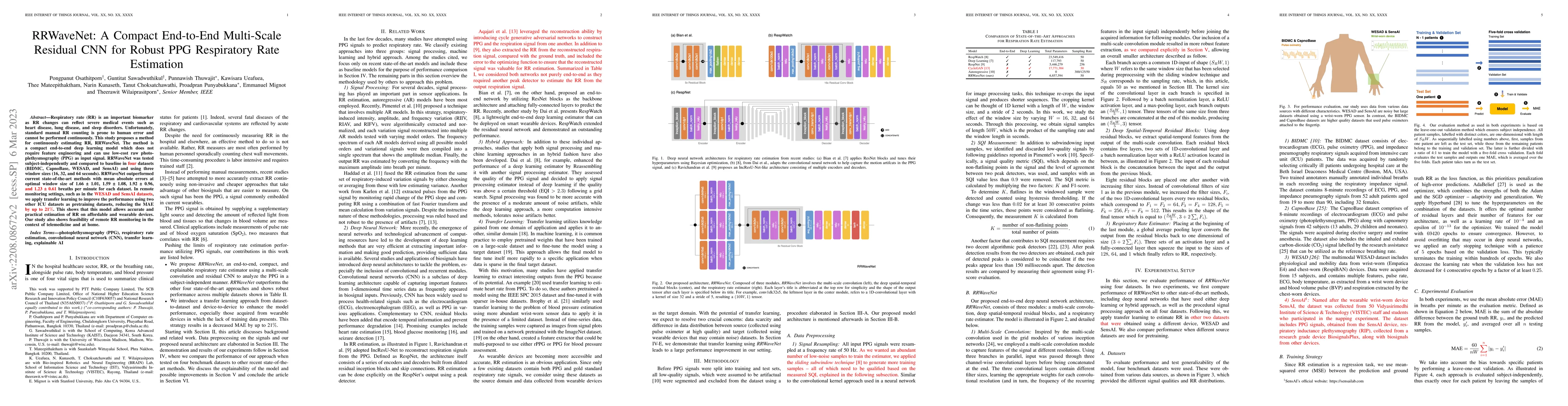 Thumbnail for RRWaveNet: A Compact End-to-End Multi-Scale Residual CNN for Robust PPG
  Respiratory Rate Estimation