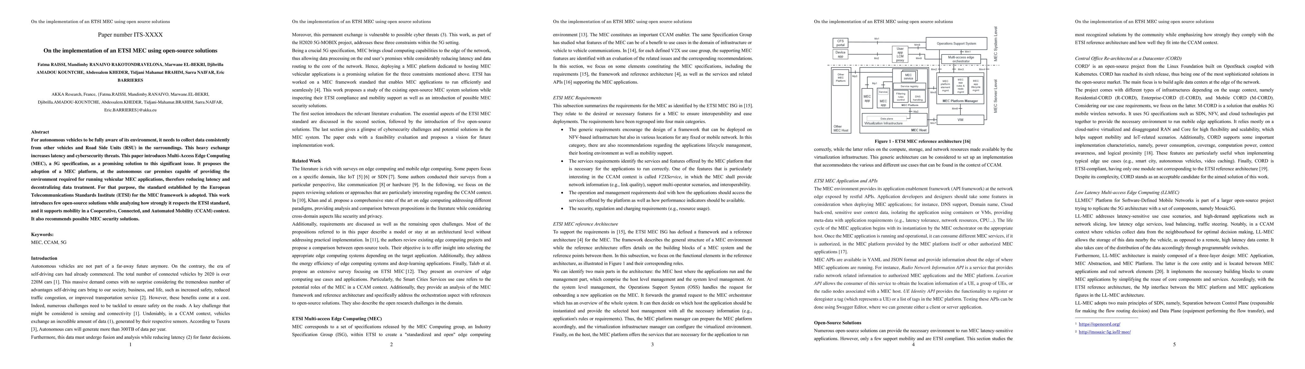 Thumbnail for On the implementation of an ETSI MEC using open source solutions
