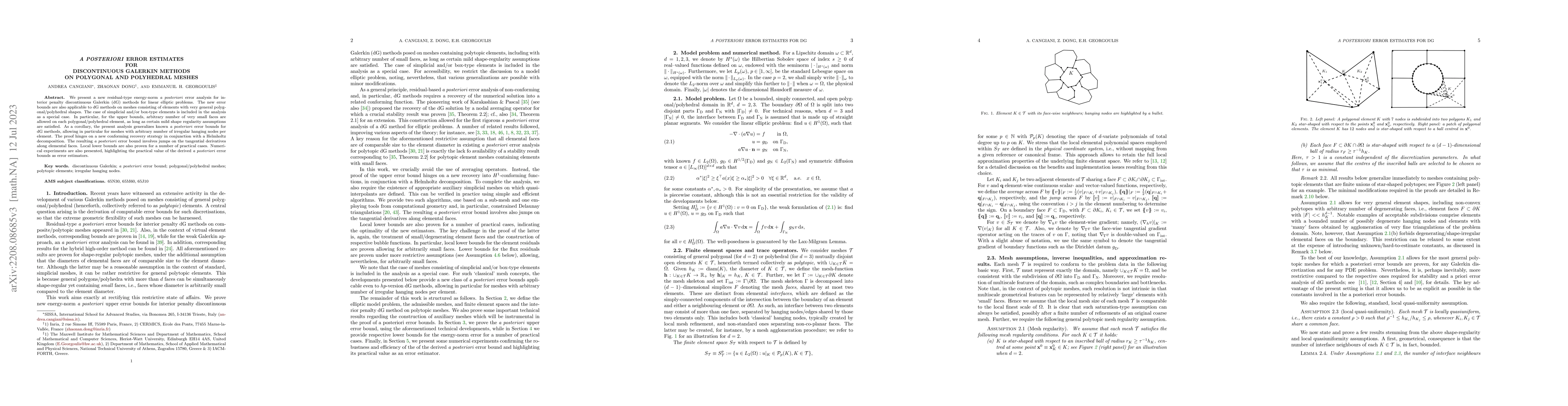 Thumbnail for A posteriori error estimates for discontinuous Galerkin methods on
  polygonal and polyhedral meshes