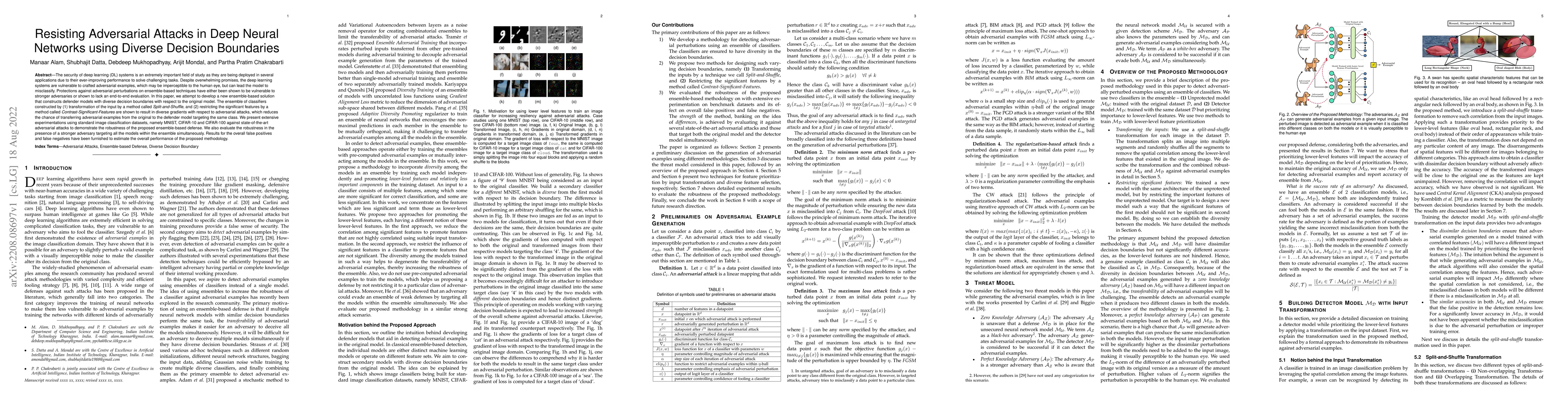 Thumbnail for Resisting Adversarial Attacks in Deep Neural Networks using Diverse
  Decision Boundaries