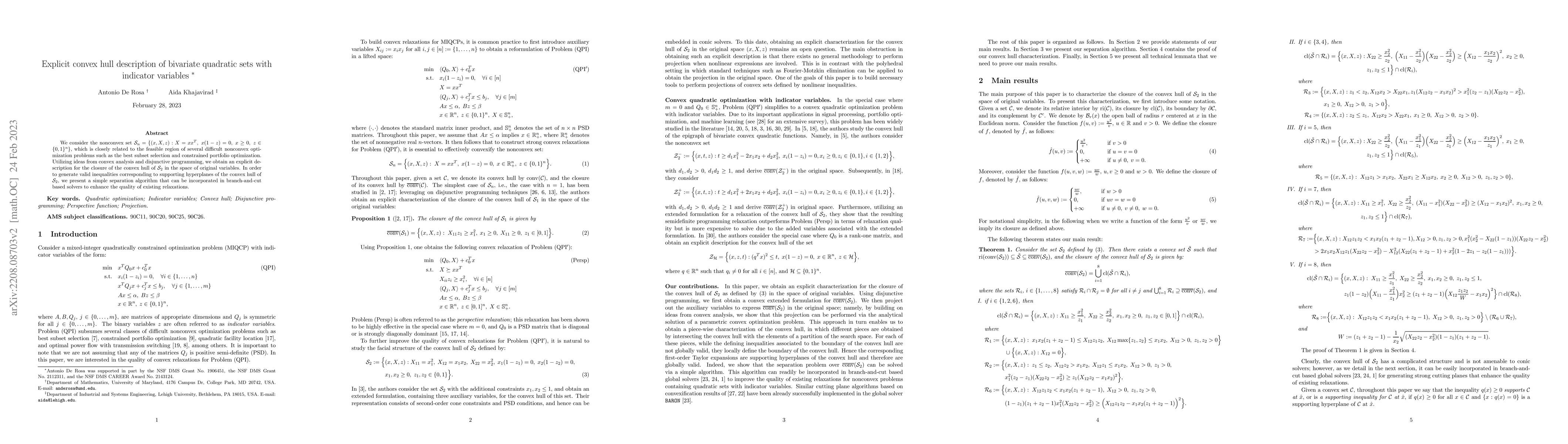 Thumbnail for Explicit convex hull description of bivariate quadratic sets with
  indicator variables