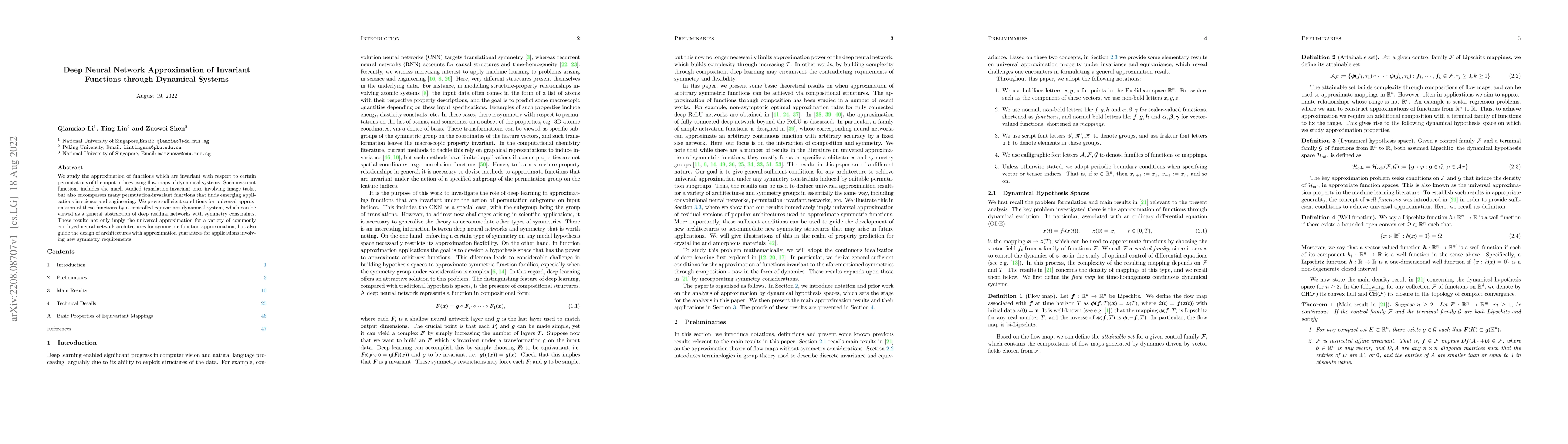 Thumbnail for Deep Neural Network Approximation of Invariant Functions through
  Dynamical Systems