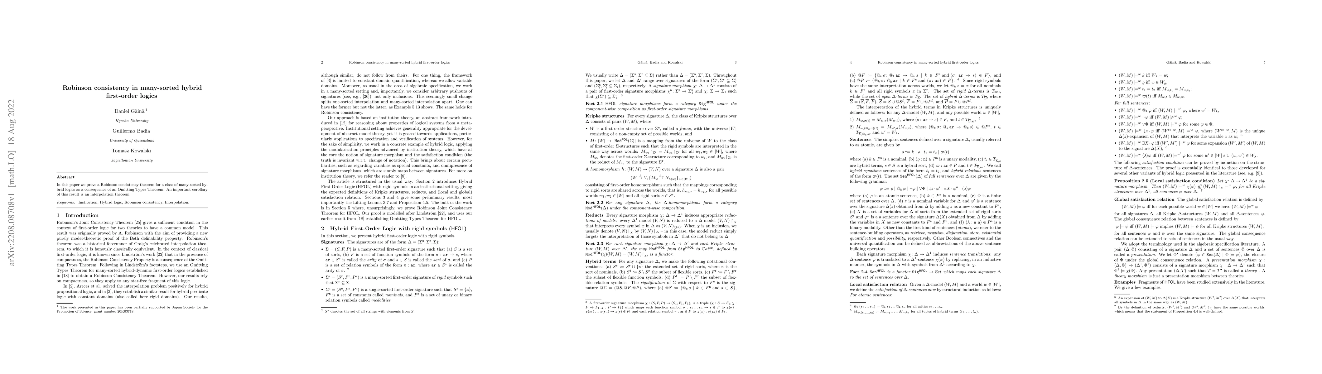 Thumbnail for Robinson consistency in many-sorted hybrid first-order logics