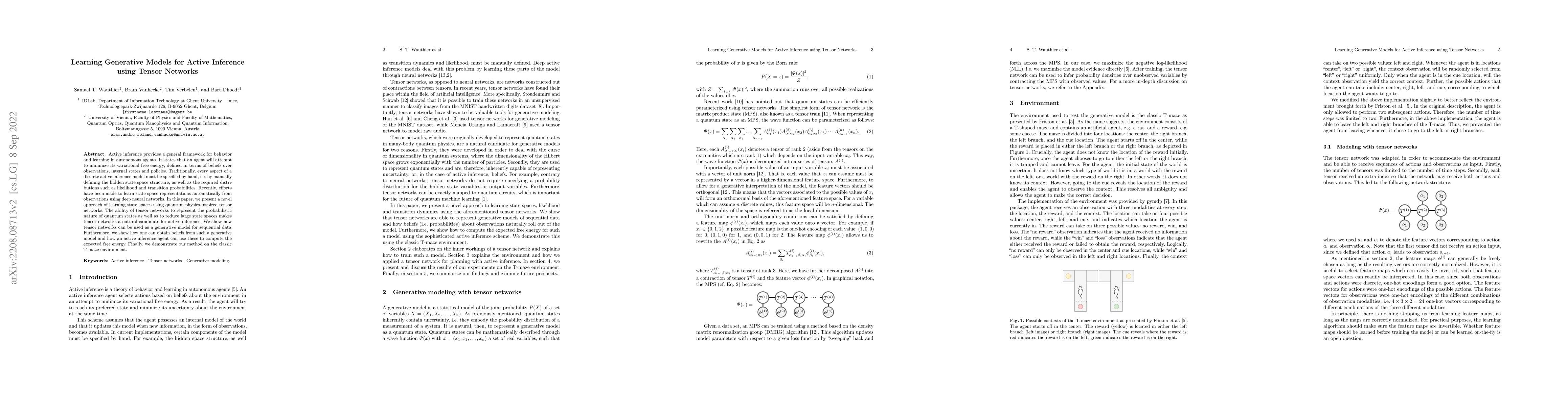 Thumbnail for Learning Generative Models for Active Inference using Tensor Networks