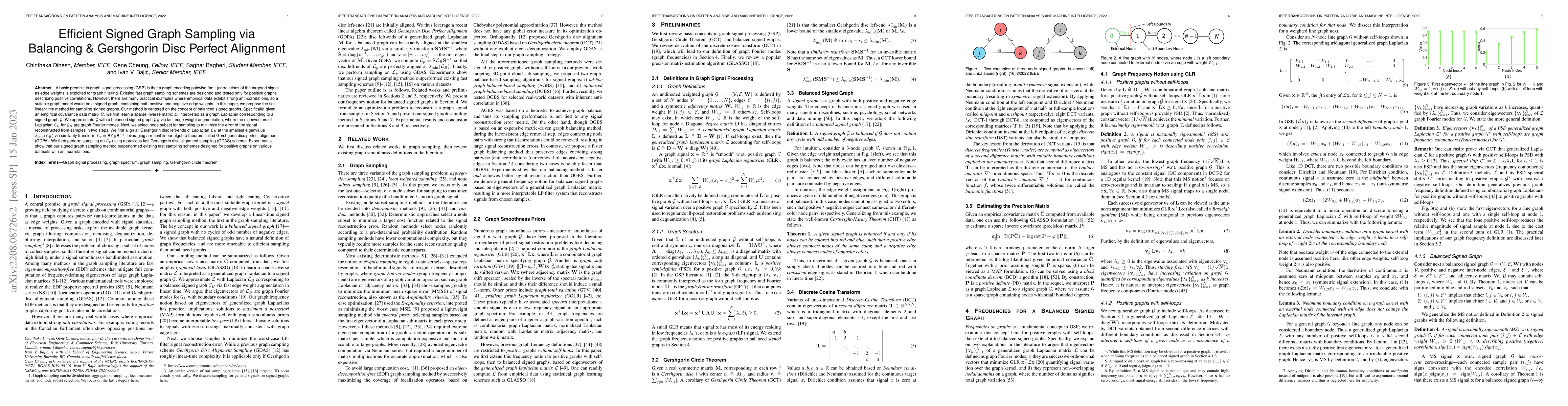 Thumbnail for Efficient Signed Graph Sampling via Balancing & Gershgorin Disc Perfect
  Alignment