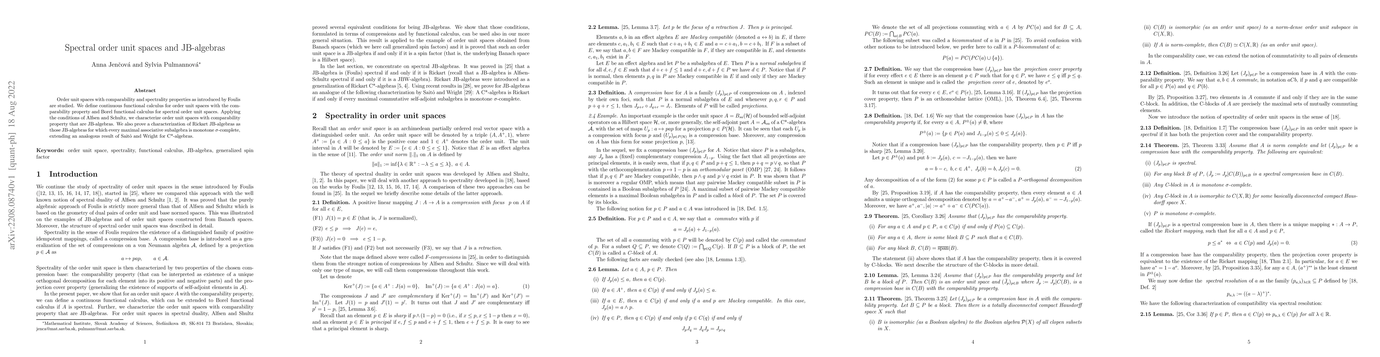 Thumbnail for Spectral order unit spaces and JB-algebras
