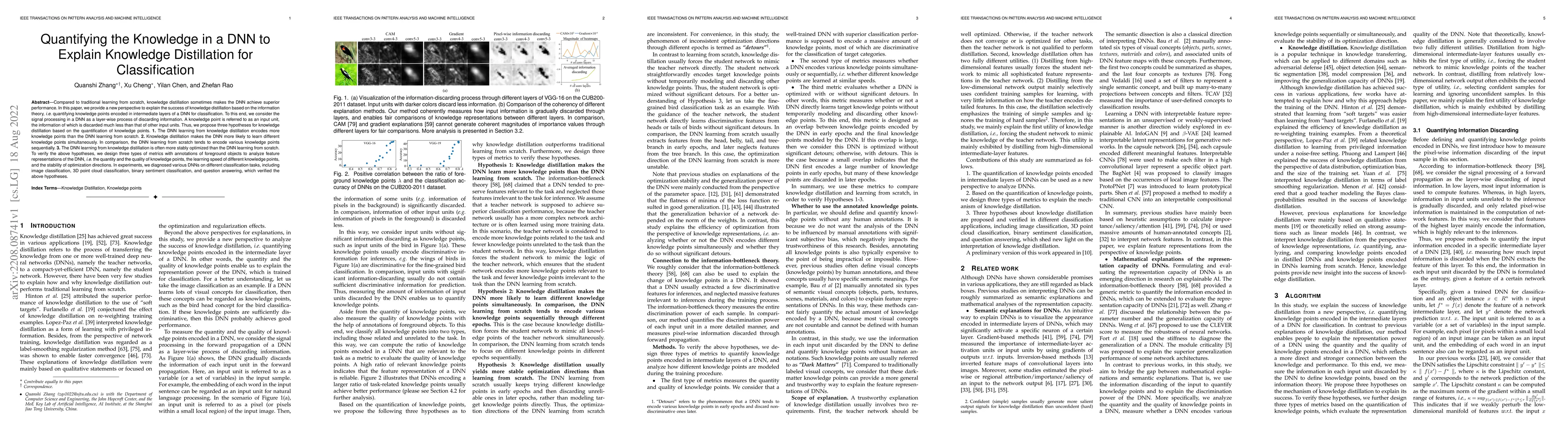 Thumbnail for Quantifying the Knowledge in a DNN to Explain Knowledge Distillation for
  Classification
