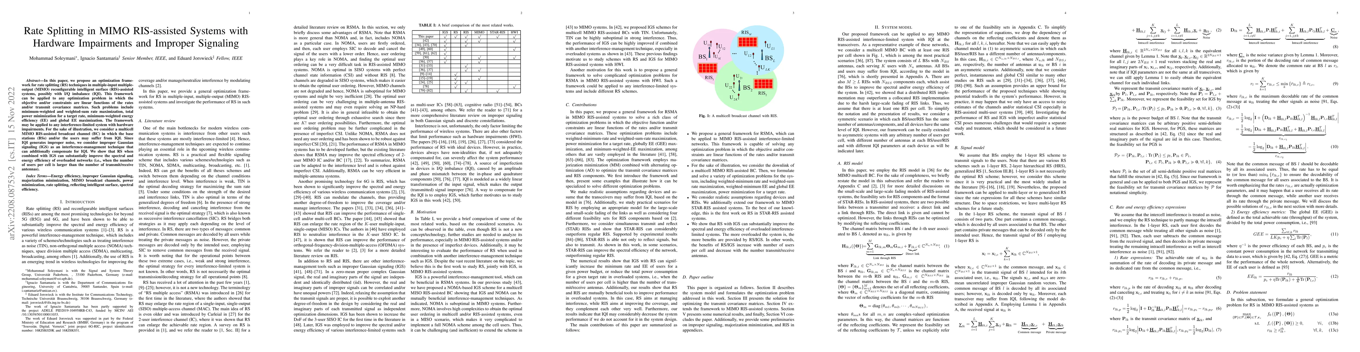 Thumbnail for Rate Splitting in MIMO RIS-assisted Systems with Hardware Impairments
  and Improper Signaling