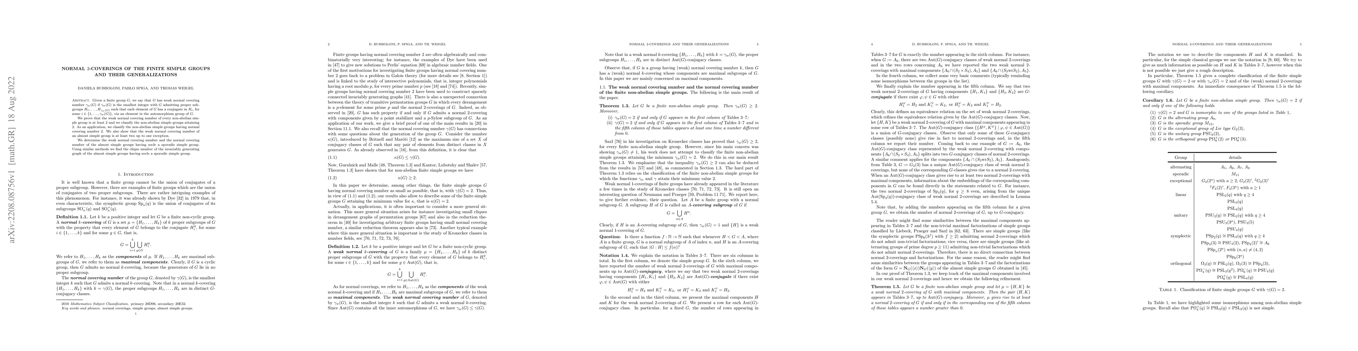 Thumbnail for Normal $2$-coverings of the finite simple groups and their
  generalizations
