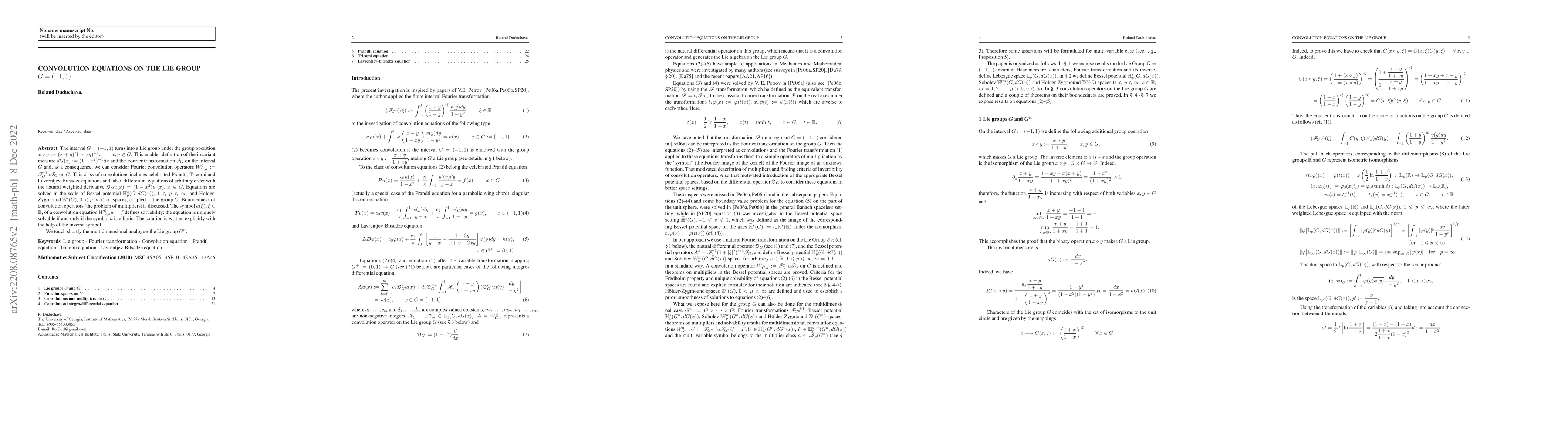 Thumbnail for Convolution equations on the Lie group (-1,1)