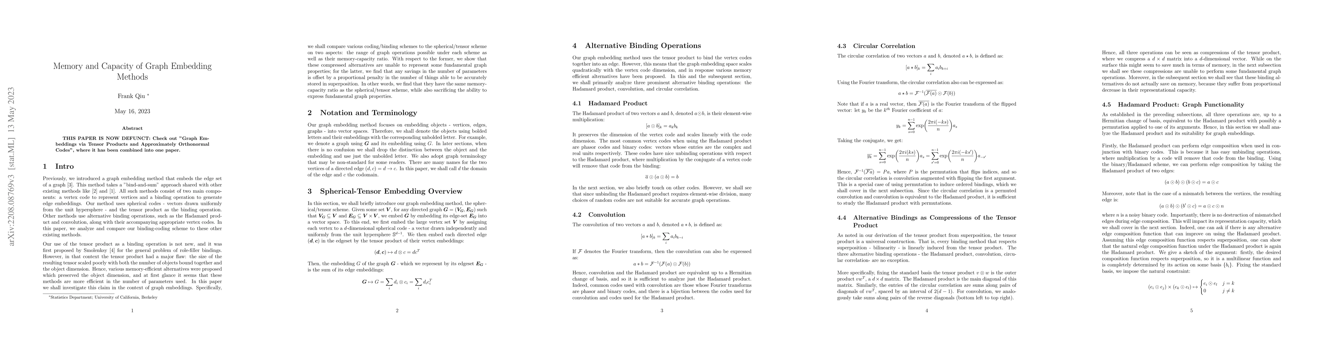 Thumbnail for Memory and Capacity of Graph Embedding Methods